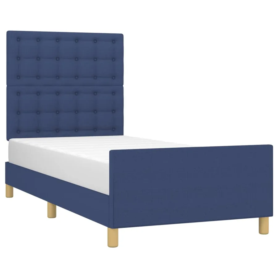 Cadre de lit sans matelas bleu 90x200 cm tissu - 3