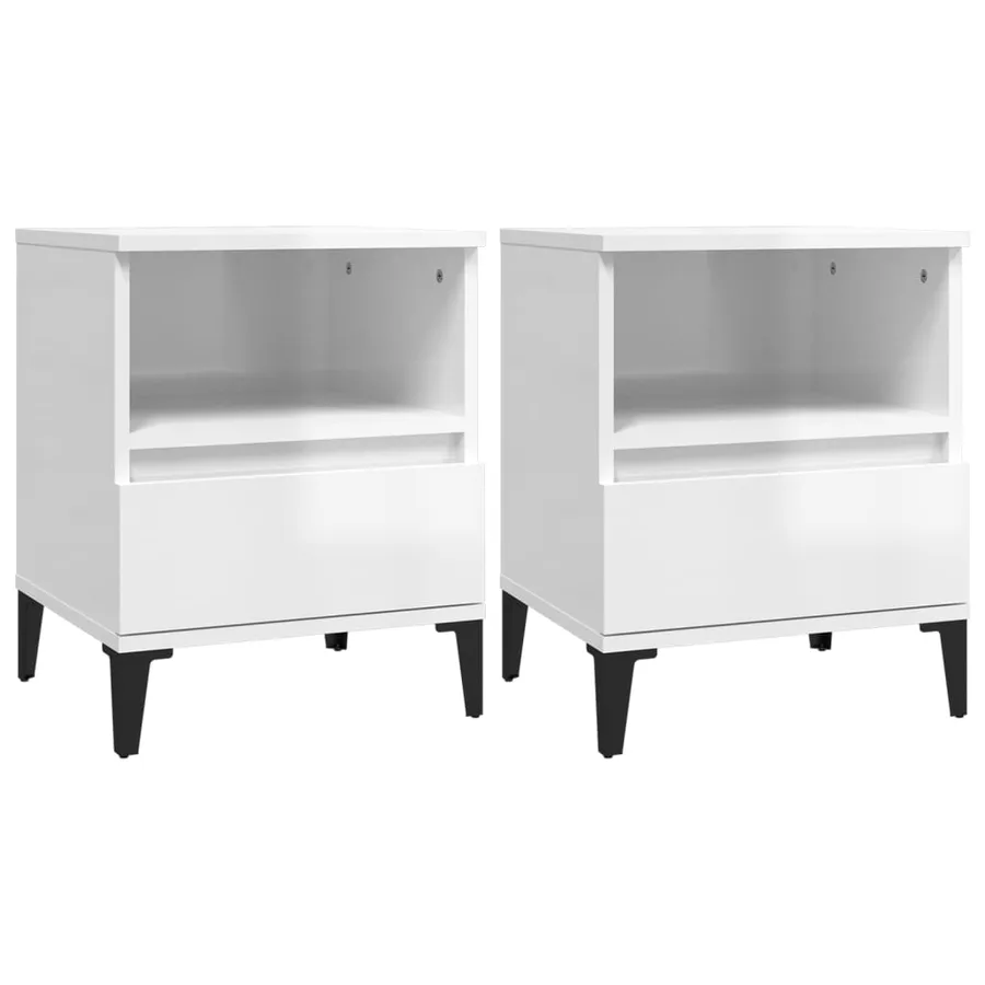 Tables de chevet 2 pcs Blanc brillant 40x35x50 cm - 2