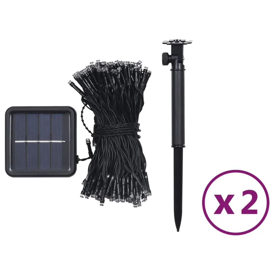 Lampes solaires 2 pcs 2x200 LED Bleu Intérieur Extérieur - 7