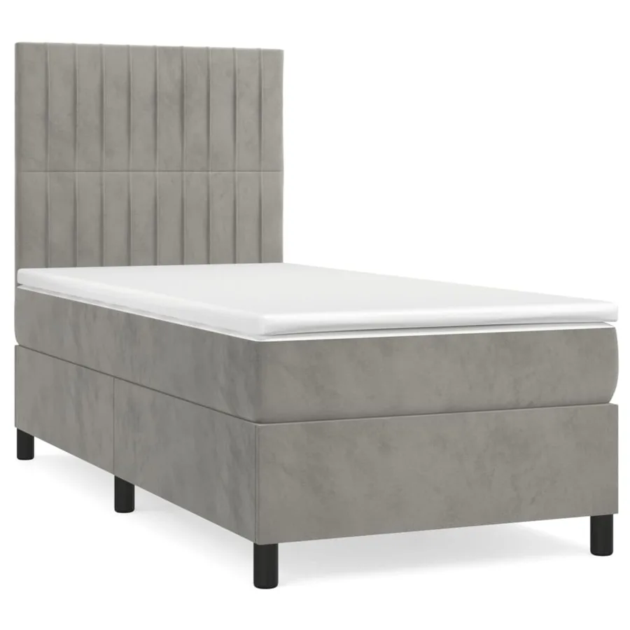 Sommier à lattes de lit et matelas Gris clair 80x200 cm Velours - 2