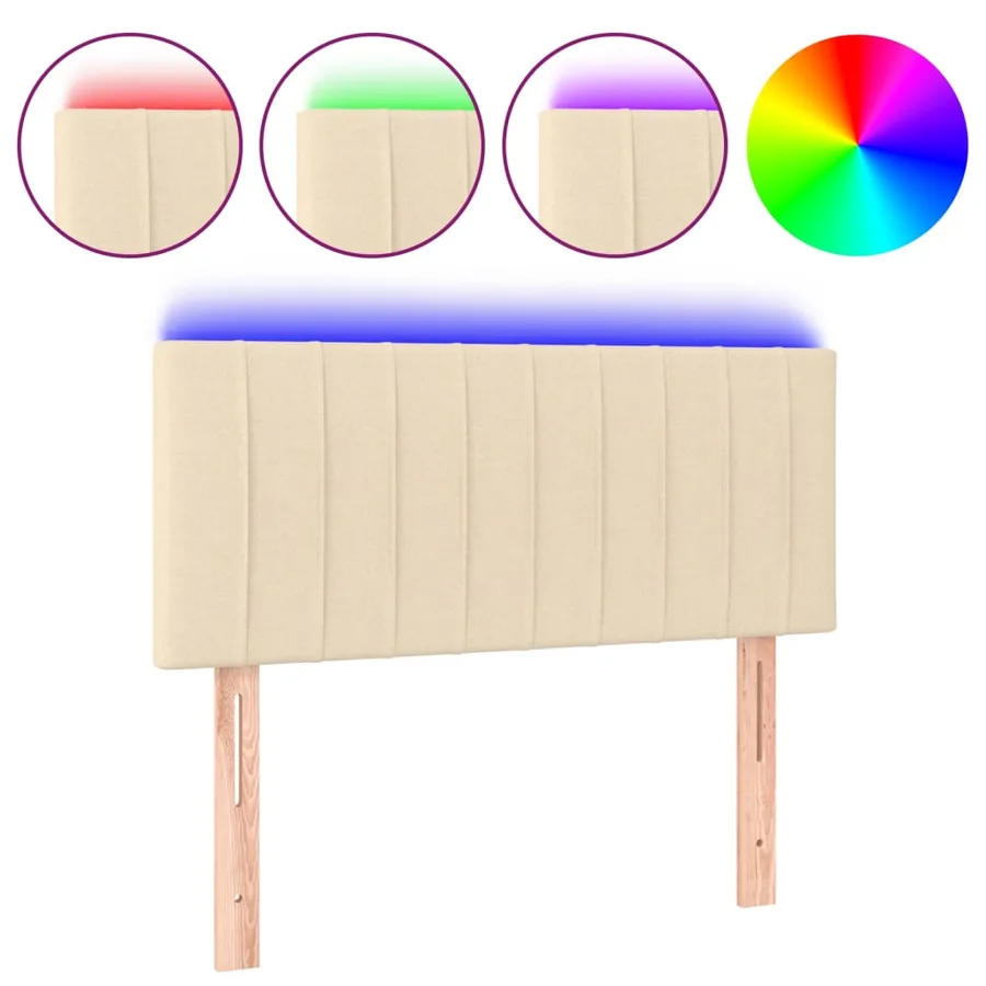 Tête de lit à LED Crème 90x5x78/88 cm Tissu - 2