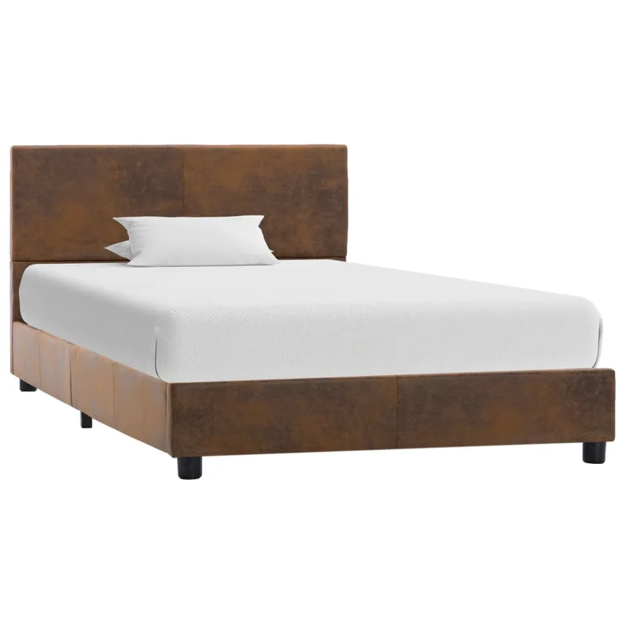 Cadre de lit sans matelas marron similicuir daim 100x200 cm