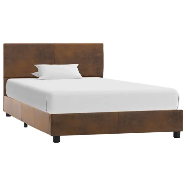 Cadre de lit sans matelas marron similicuir daim 100x200 cm