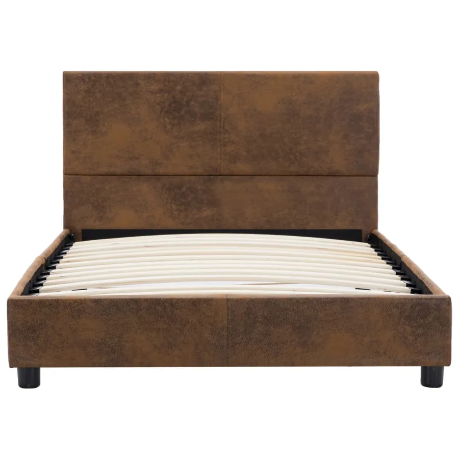 Cadre de lit sans matelas marron similicuir daim 100x200 cm - 3