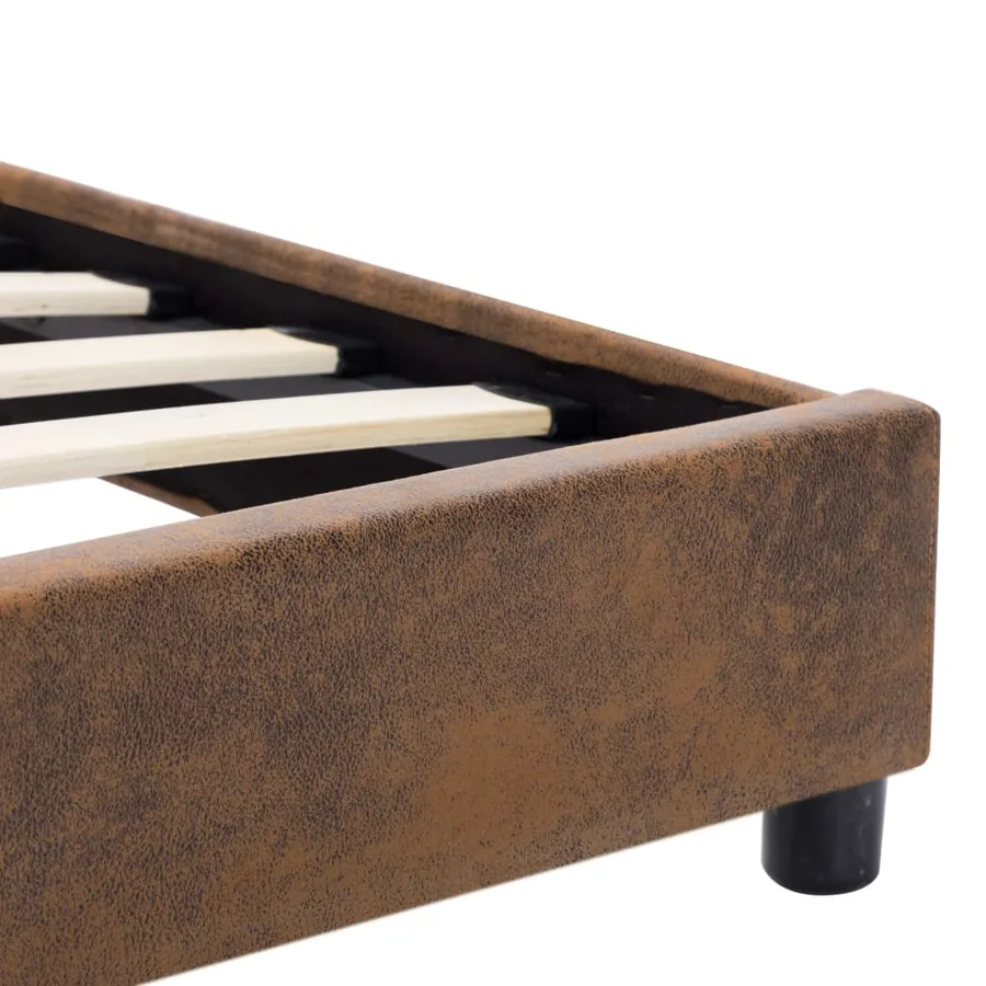 Cadre de lit sans matelas marron similicuir daim 100x200 cm - 5