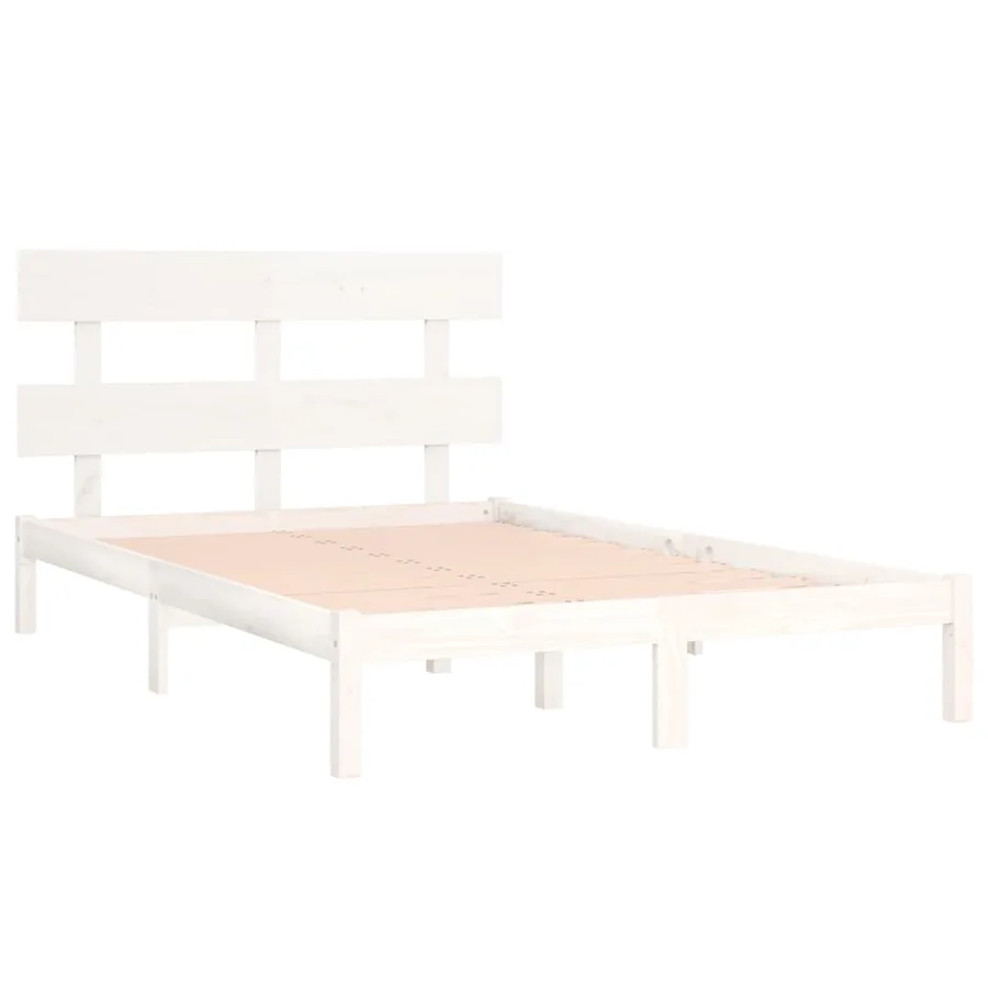Cadre de lit sans matelas blanc 180x200 cm bois massif - 4
