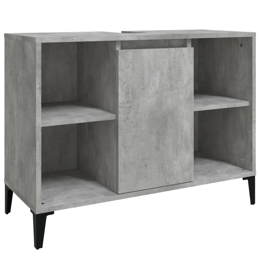 Meuble d'évier gris béton 80x33x60 cm bois d'ingénierie - 2
