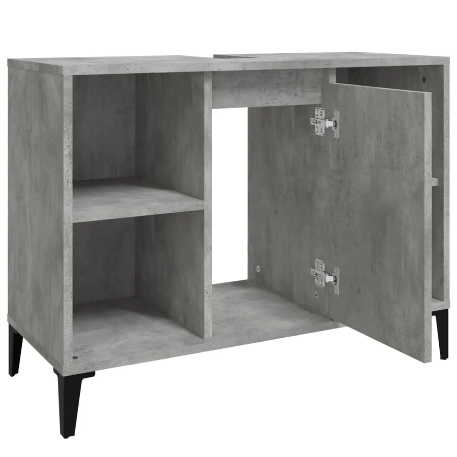 Meuble d'évier gris béton 80x33x60 cm bois d'ingénierie - 7
