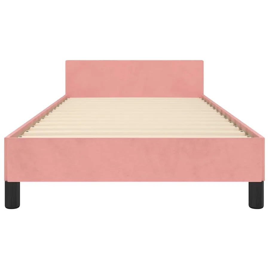 Cadre de lit et tête de lit sans matelas rose 100x200cm velours - 5