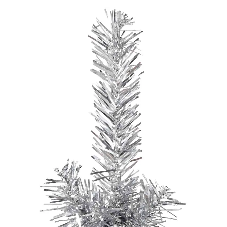 Demi sapin de Noël artificiel mince avec support Argenté 180 cm - 6