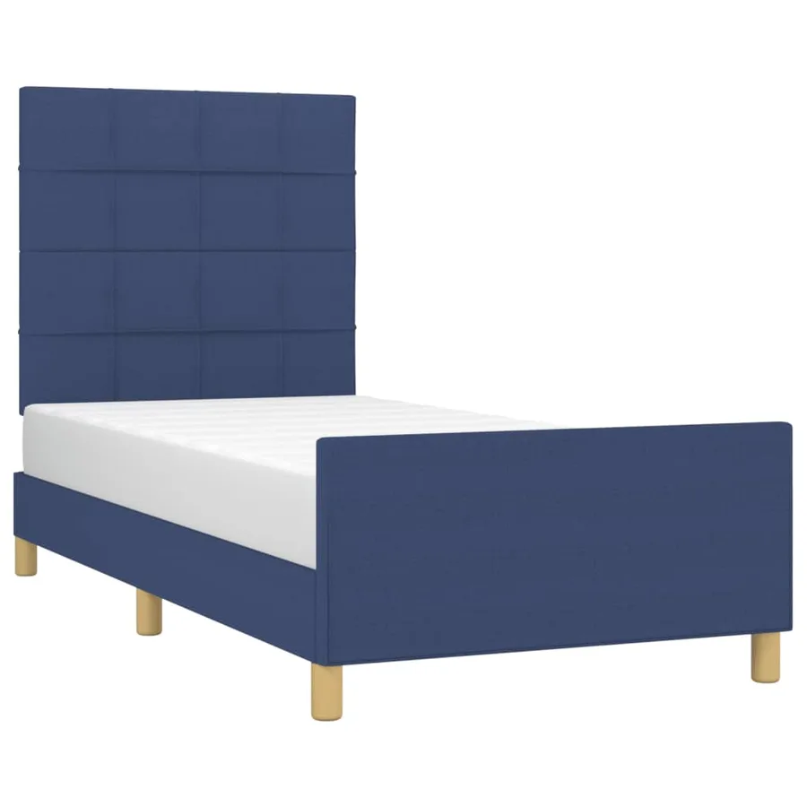 Cadre de lit sans matelas bleu 100x200 cm tissu - 3