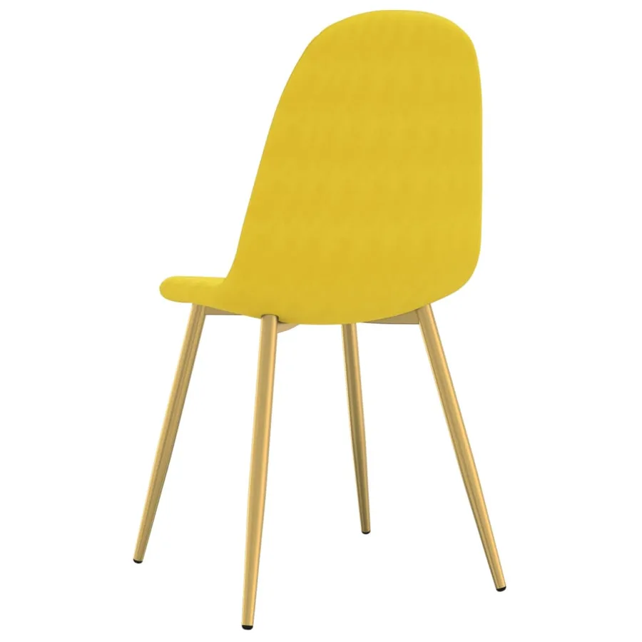 Chaises à manger lot de 4 Jaune moutarde Velours - 6