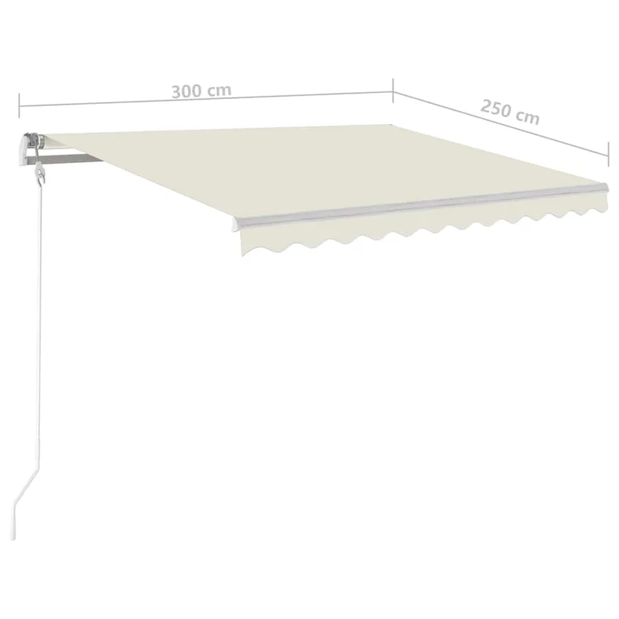 Auvent automatique avec capteur de vent et LED 300x250 cm Crème - 10