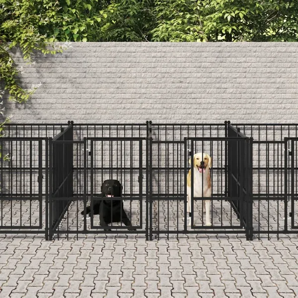 Chenil d'extérieur pour chiens Acier 16,89 m²
