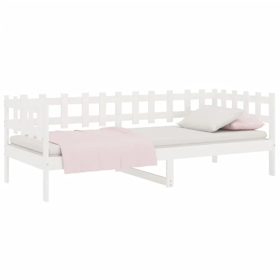Lit de jour sans matelas blanc 90x190 cm bois de pin massif - 3
