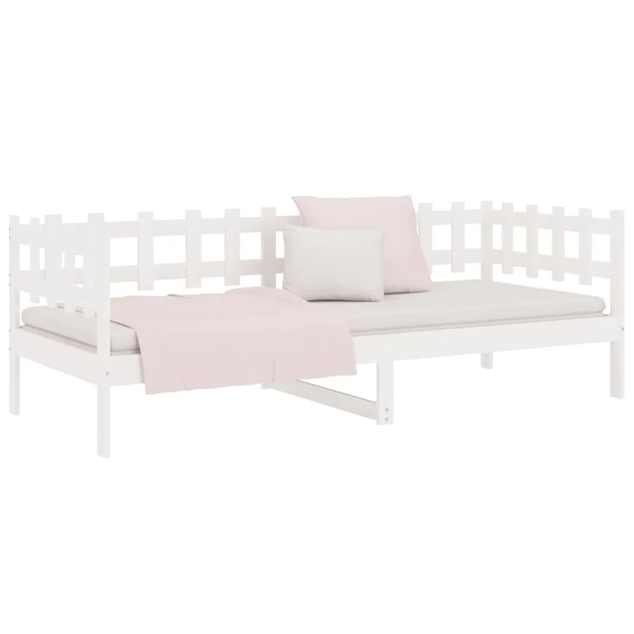 Lit de jour sans matelas blanc 90x190 cm bois de pin massif - 6