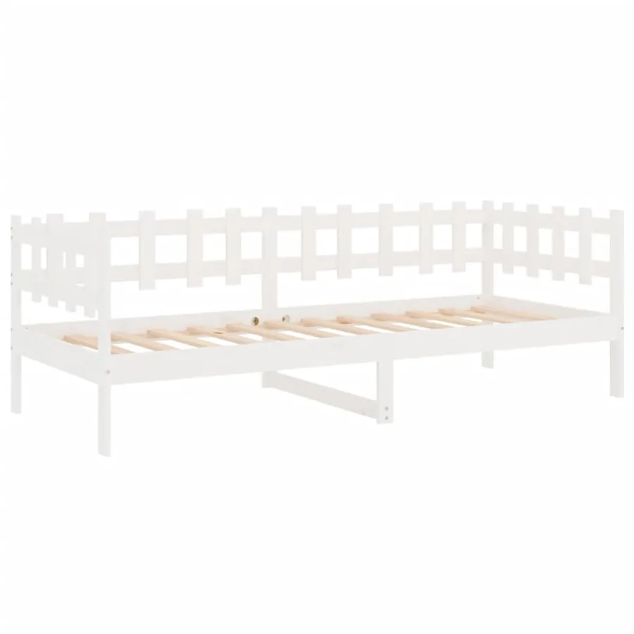 Lit de jour sans matelas blanc 90x190 cm bois de pin massif - 7