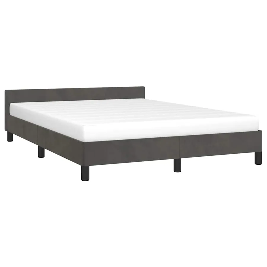 Cadre de lit sans matelas gris foncé 140x200 cm velours - 3