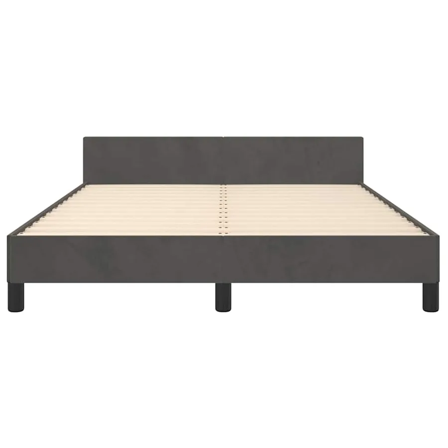 Cadre de lit sans matelas gris foncé 140x200 cm velours - 5