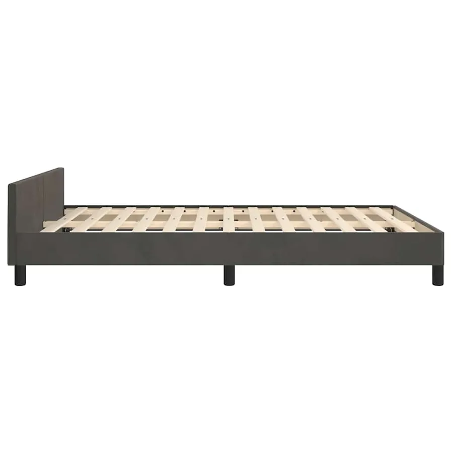 Cadre de lit sans matelas gris foncé 140x200 cm velours - 6