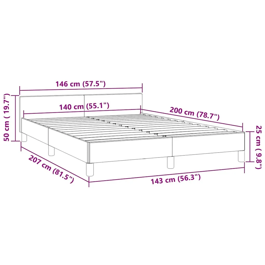 Cadre de lit sans matelas gris foncé 140x200 cm velours - 9