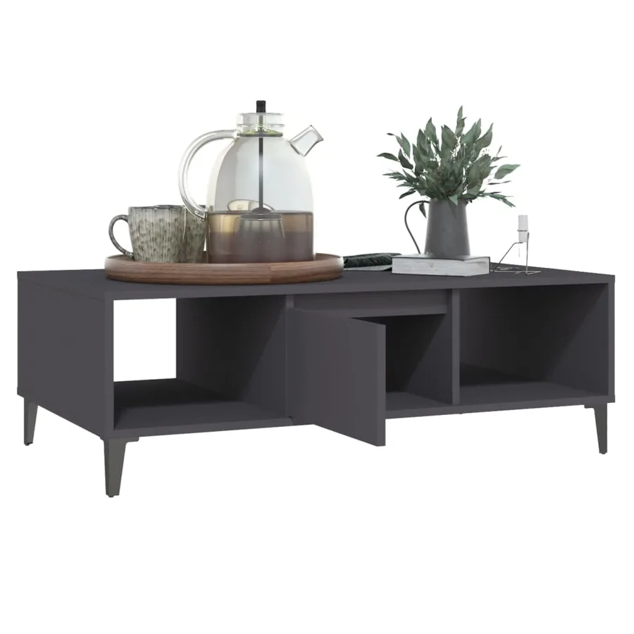 Table basse gris 103,5x60x35 cm bois d'ingénierie - 4