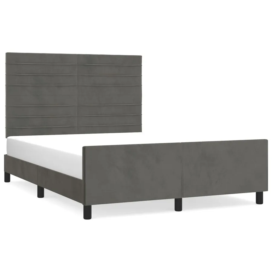 Cadre de lit sans matelas gris foncé 140x190 cm velours - 2