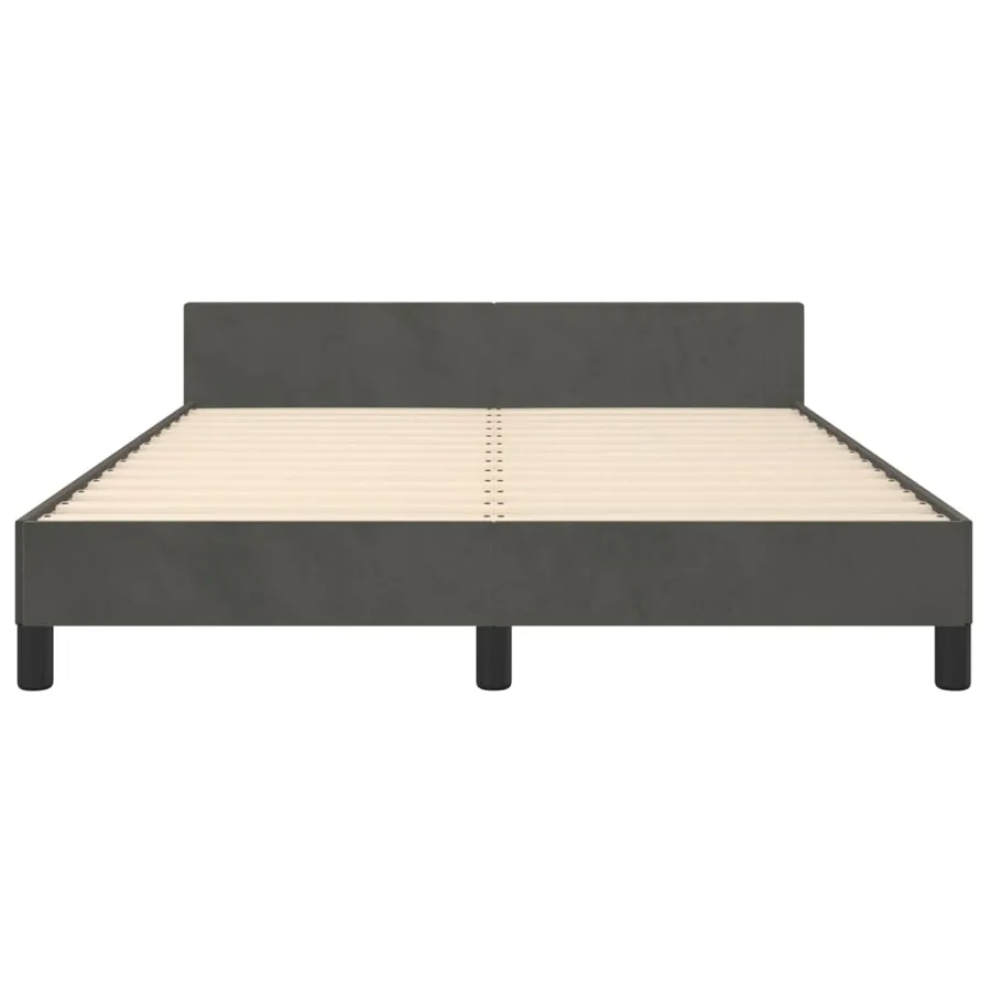 Cadre de lit sans matelas gris foncé 140x190 cm velours - 6