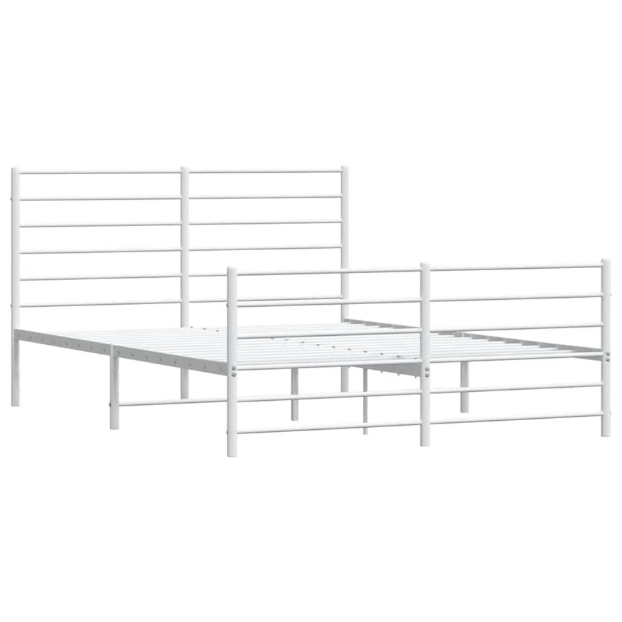 Cadre de lit métal sans matelas et pied de lit blanc 150x200 cm - 4