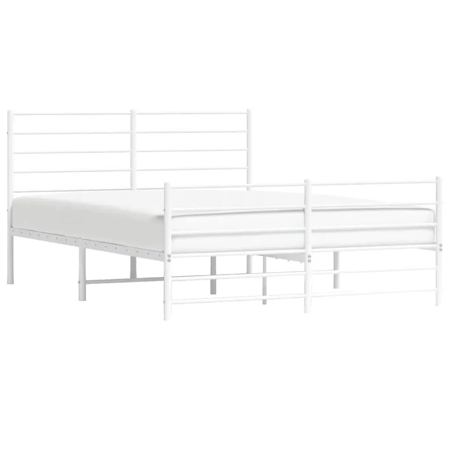 Cadre de lit métal sans matelas et pied de lit blanc 150x200 cm - 5