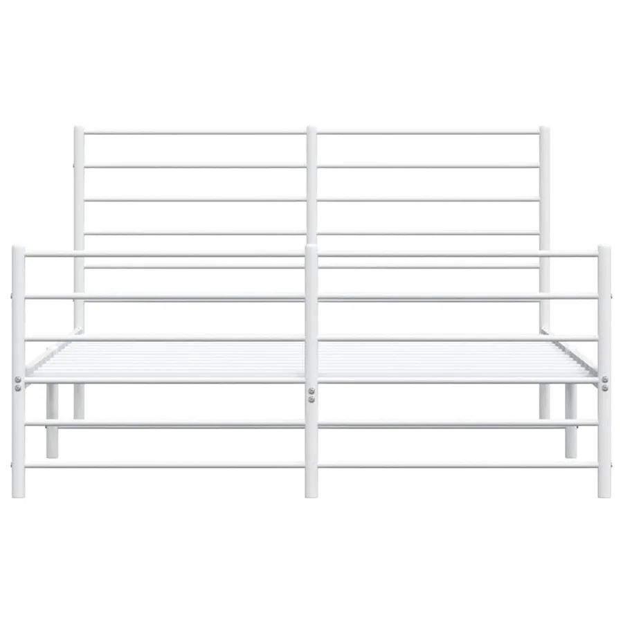 Cadre de lit métal sans matelas et pied de lit blanc 150x200 cm - 6