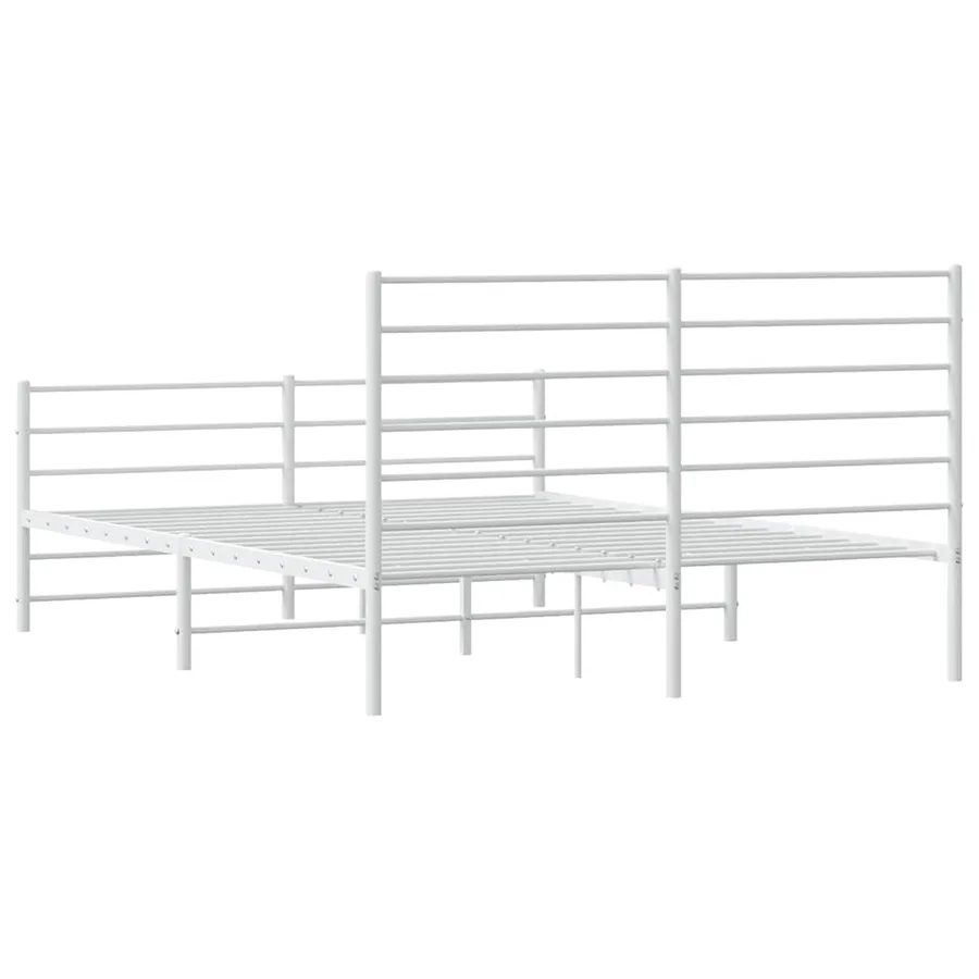 Cadre de lit métal sans matelas et pied de lit blanc 150x200 cm - 8
