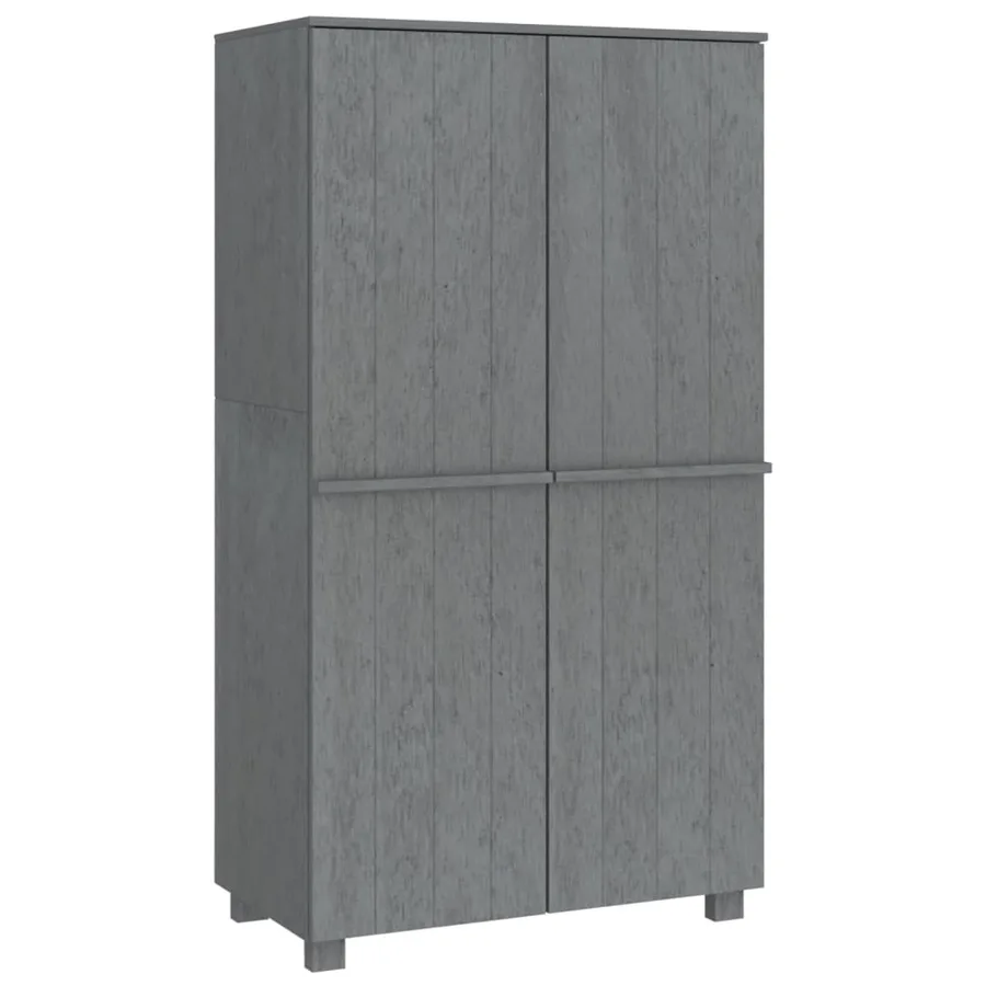 Garde-robe HAMAR Gris foncé 89x50x180 cm Bois massif de pin - 2