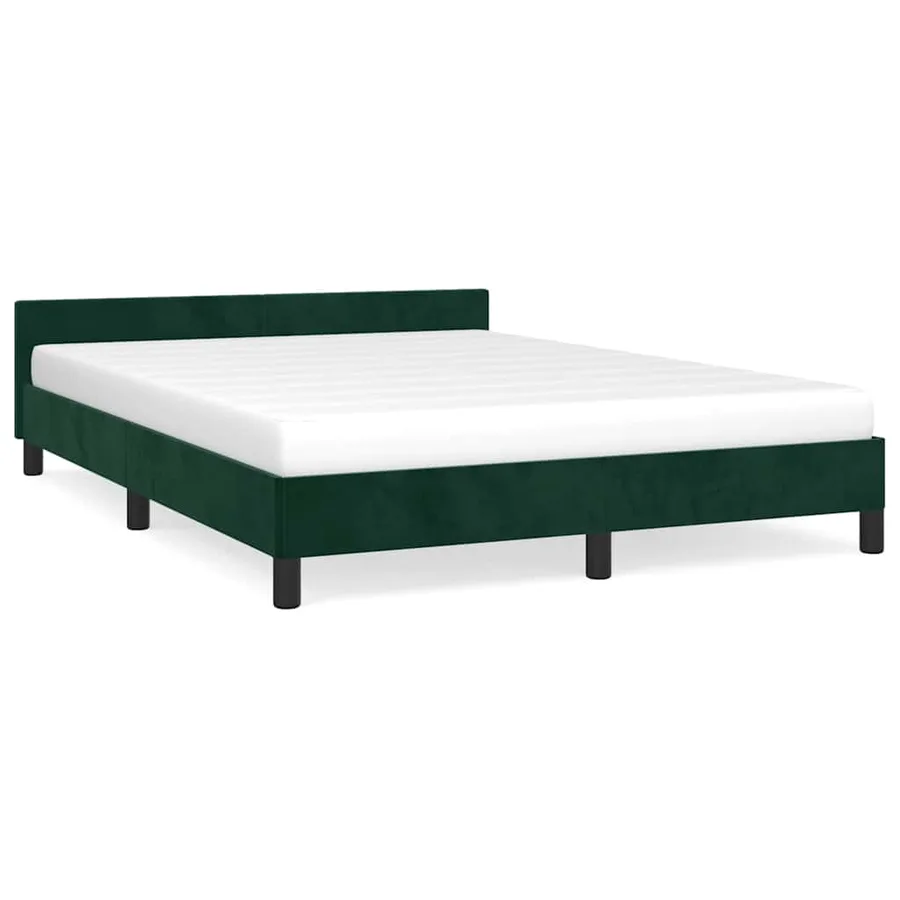 Cadre de lit sans matelas vert foncé 140x200 cm velours - 2