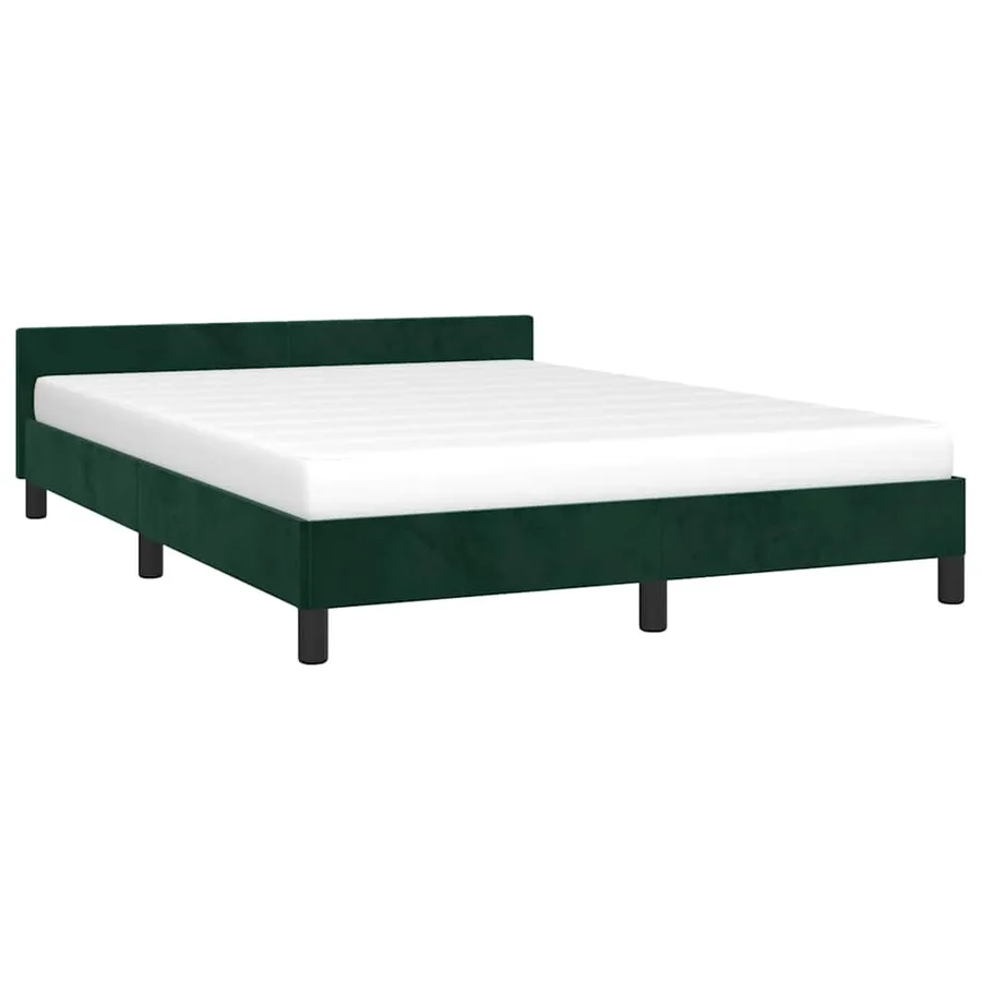 Cadre de lit sans matelas vert foncé 140x200 cm velours - 3
