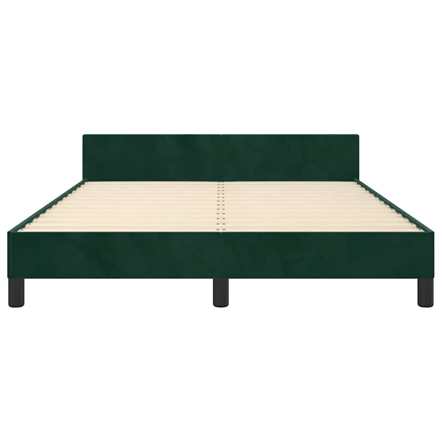 Cadre de lit sans matelas vert foncé 140x200 cm velours - 5