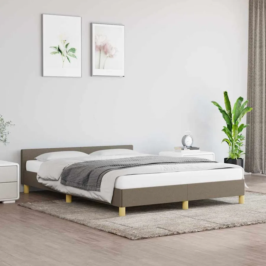 Cadre de lit sans matelas taupe 140x200 cm tissu