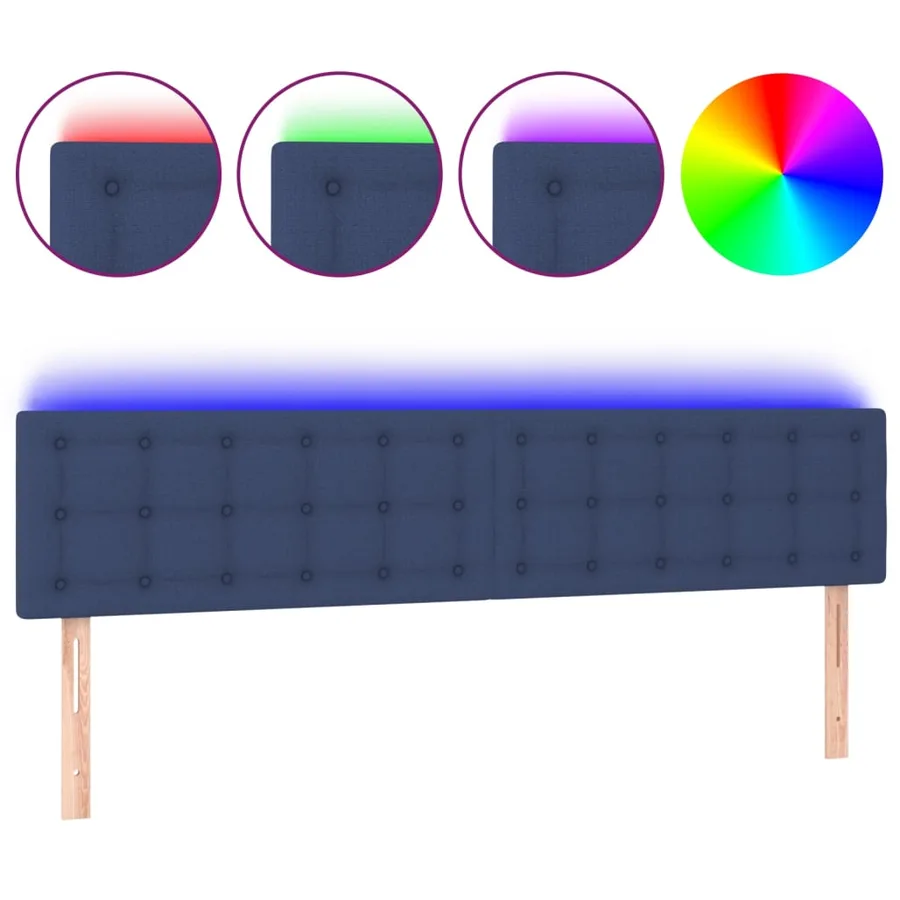 Tête de lit à LED Bleu 200x5x78/88 cm Tissu - 2