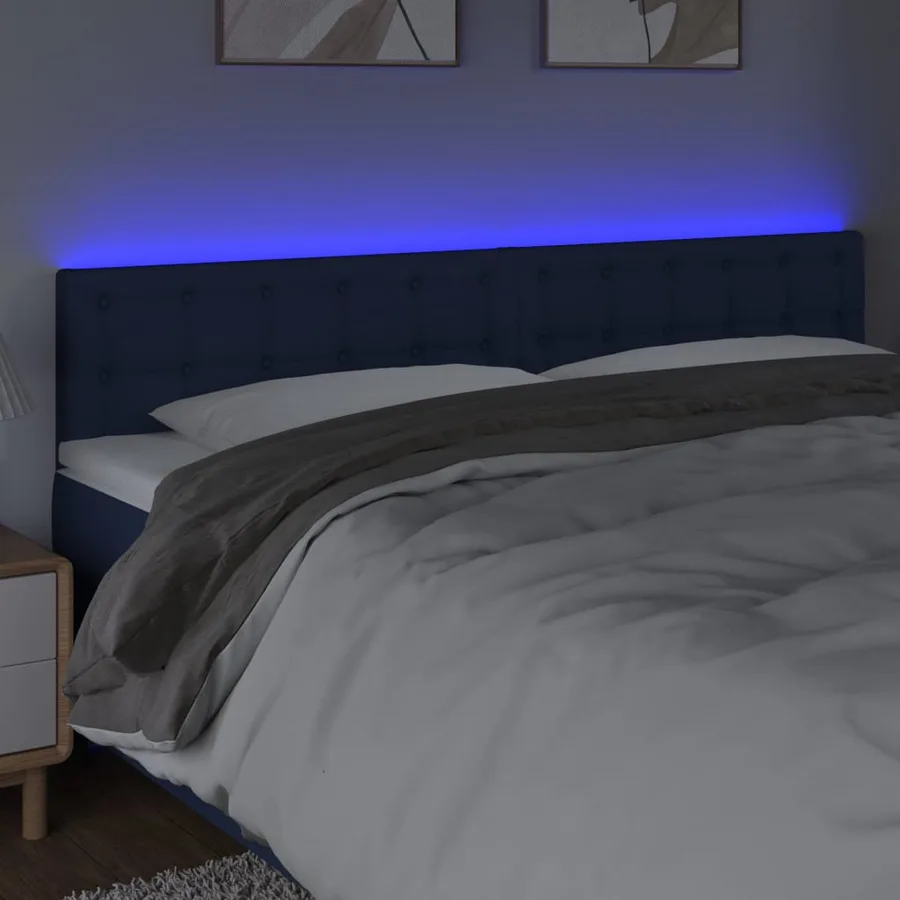 Tête de lit à LED Bleu 200x5x78/88 cm Tissu - 3