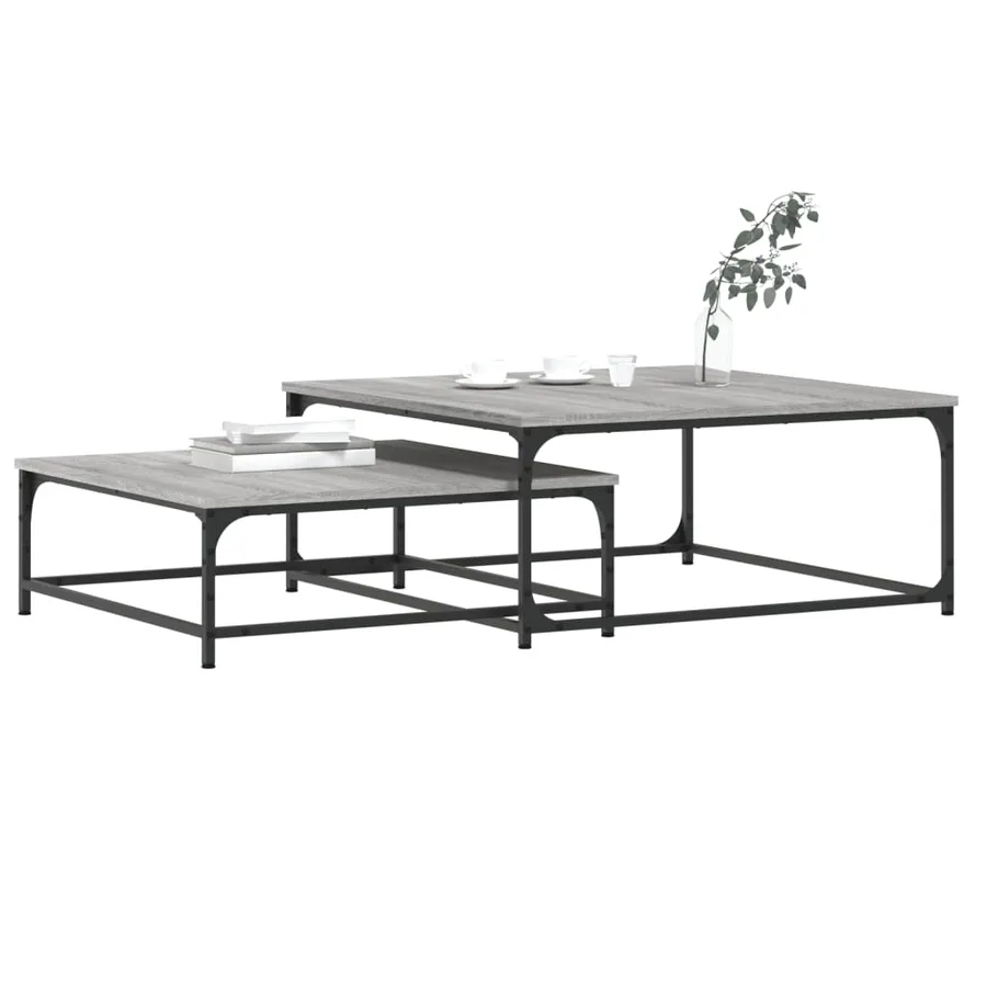 Tables basses gigognes 2 pcs sonoma gris bois d'ingénierie - 3