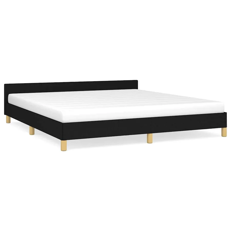 Cadre de lit sans matelas noir 180x200 cm tissu - 2