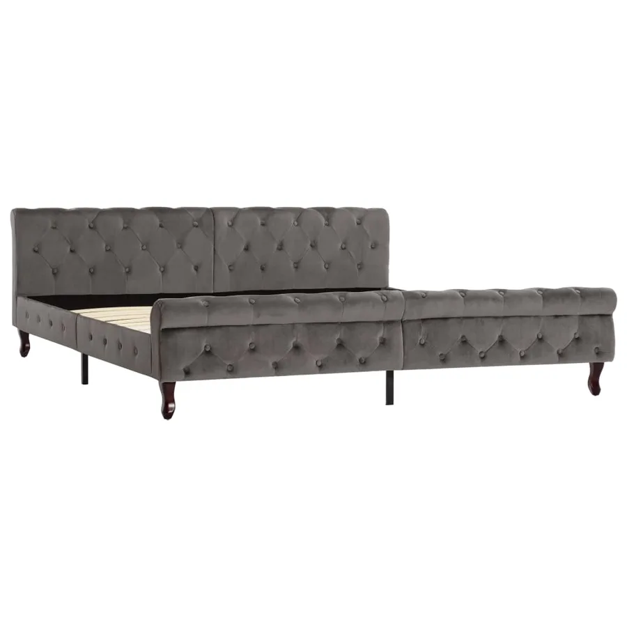 Cadre de lit sans matelas gris velours 200x200 cm - 2
