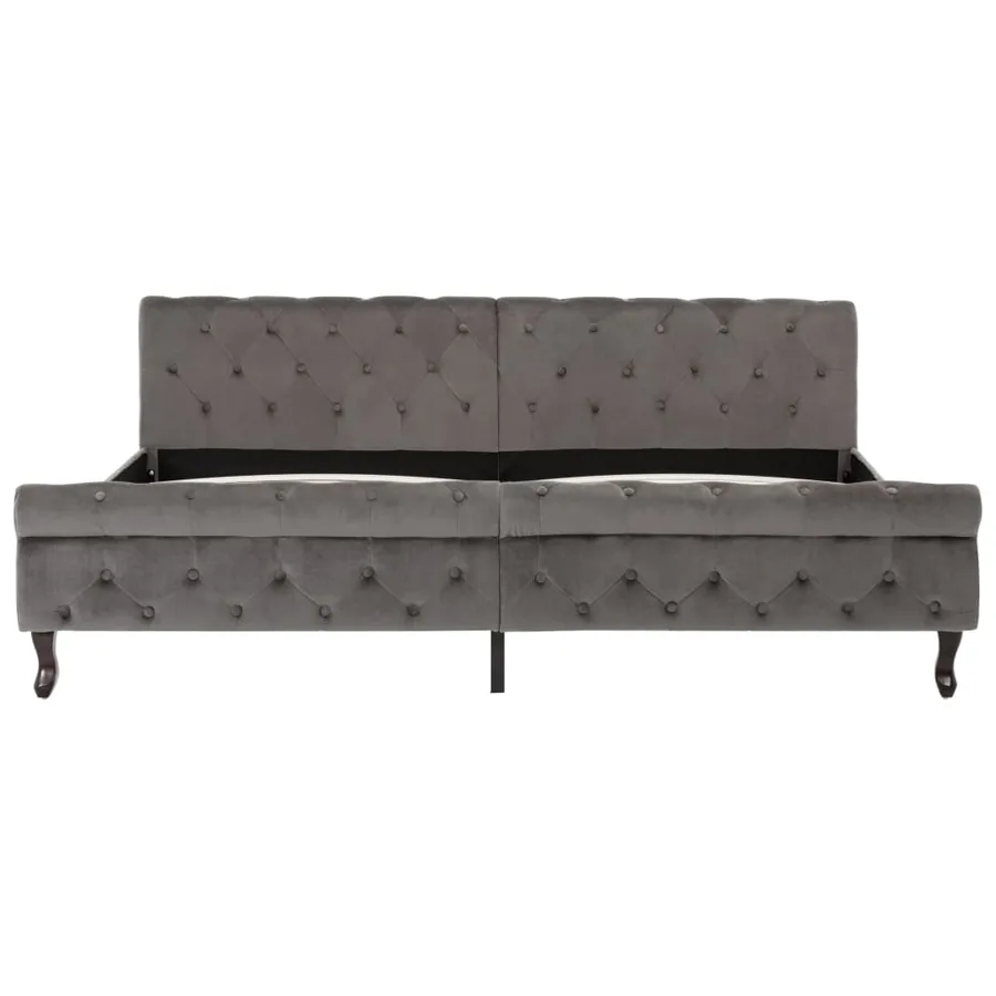 Cadre de lit sans matelas gris velours 200x200 cm - 3