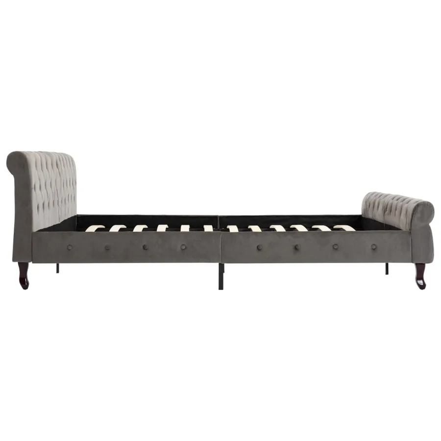 Cadre de lit sans matelas gris velours 200x200 cm - 4