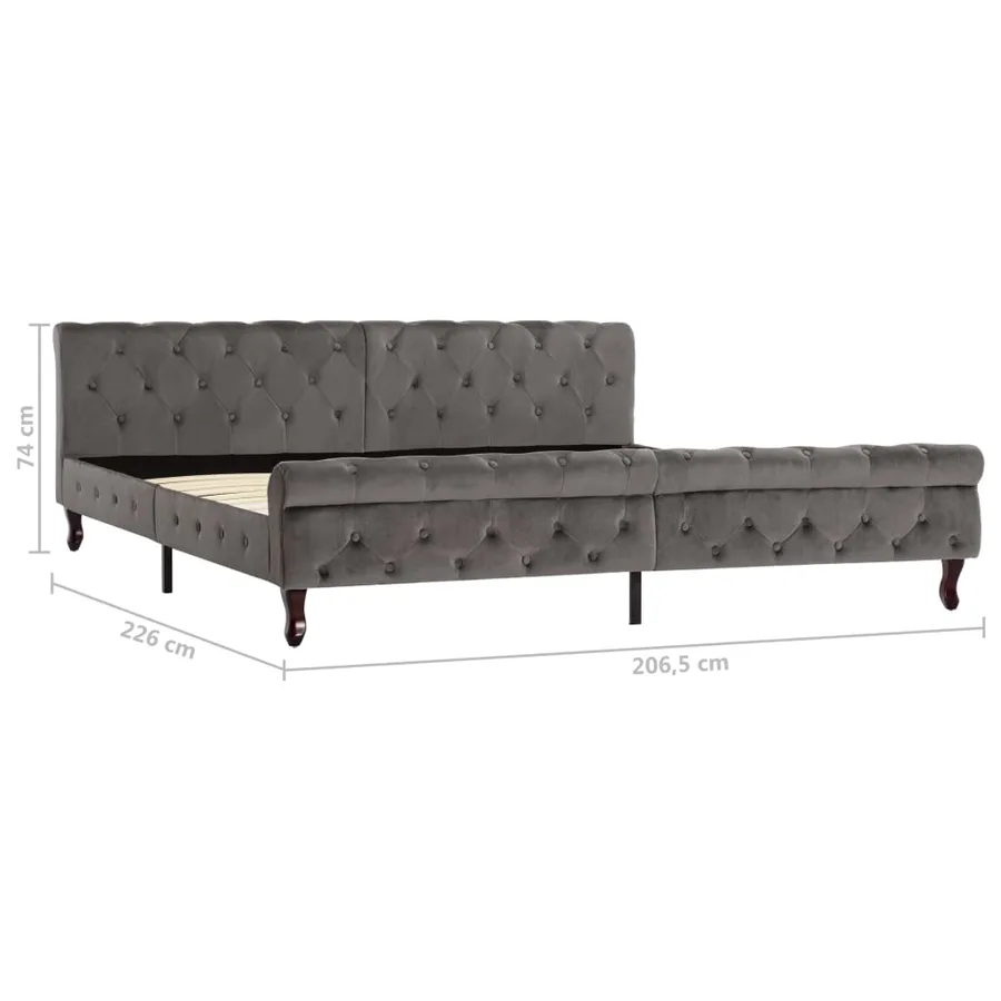 Cadre de lit sans matelas gris velours 200x200 cm - 7