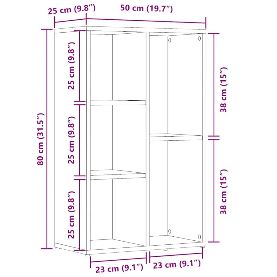 Bibliothèque/Buffet sonoma gris 50x25x80 cm bois d'ingénierie - 12