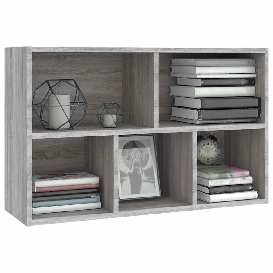 Bibliothèque/Buffet sonoma gris 50x25x80 cm bois d'ingénierie - 5
