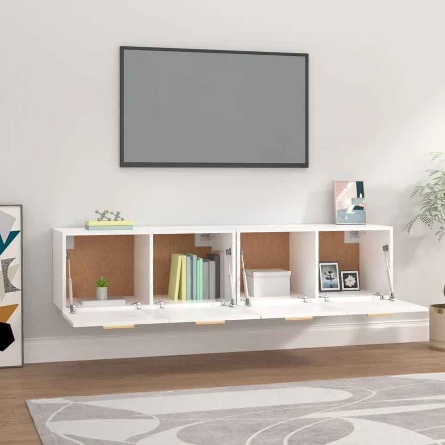 Armoires murales 2 pcs Blanc 80x35x36,5 cm Bois d'ingénierie - 3