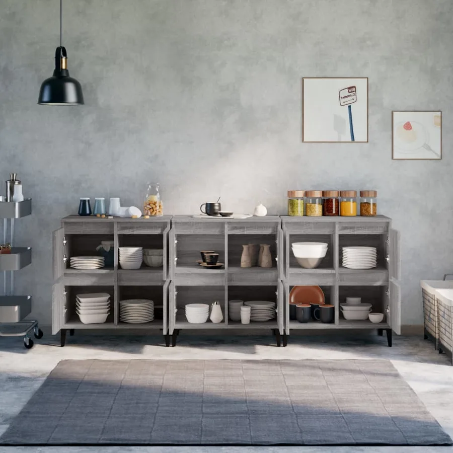 Buffets 3 pcs sonoma gris 60x35x70 cm bois d'ingénierie - 3