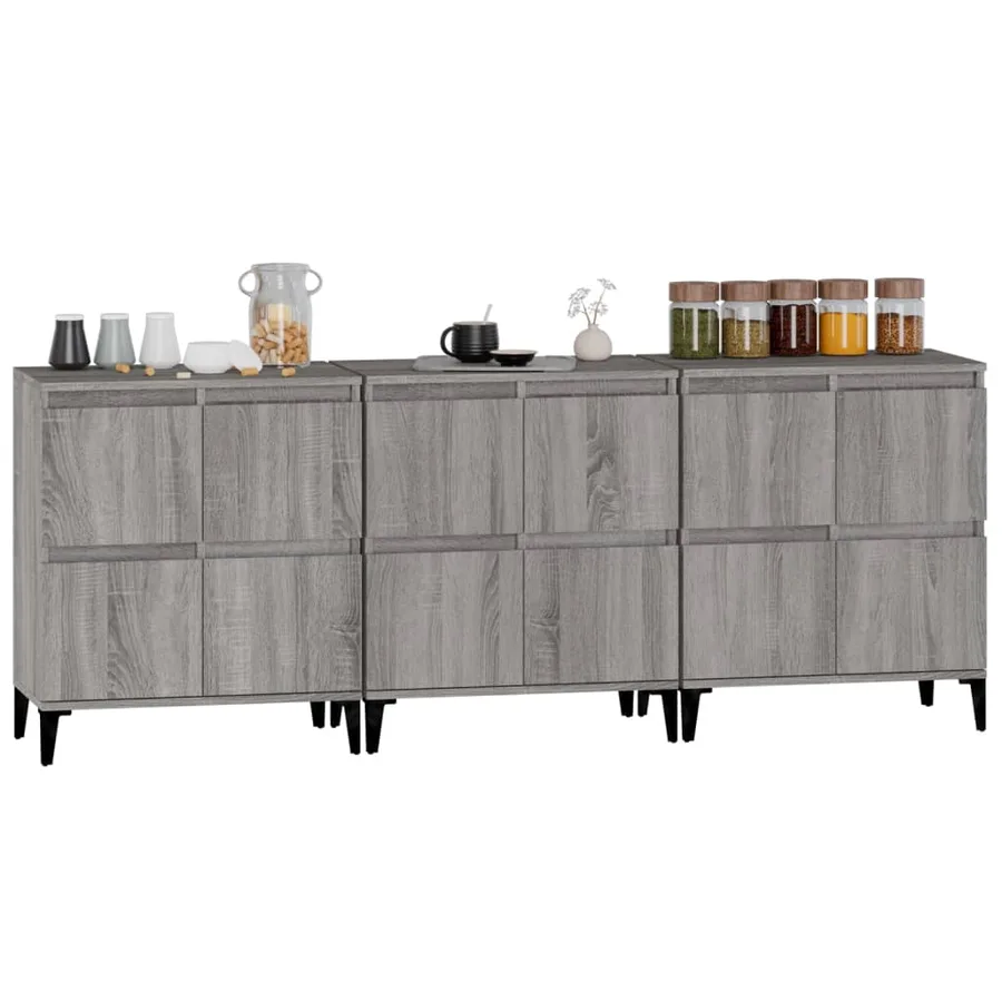 Buffets 3 pcs sonoma gris 60x35x70 cm bois d'ingénierie - 4